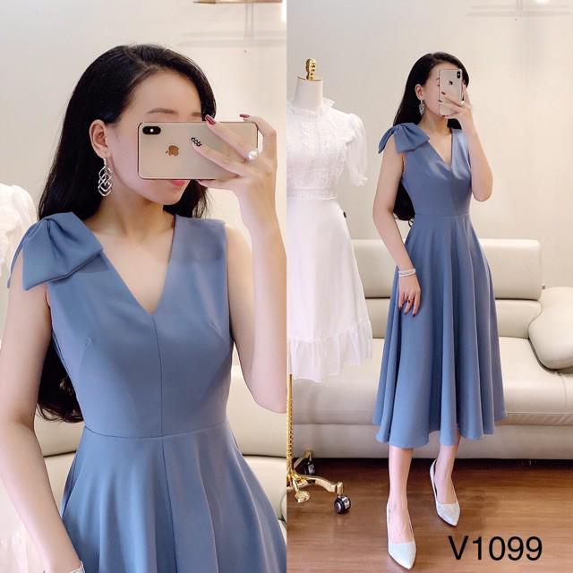 Đầm suông nơ vai V1099 Mie Design ảnh thật