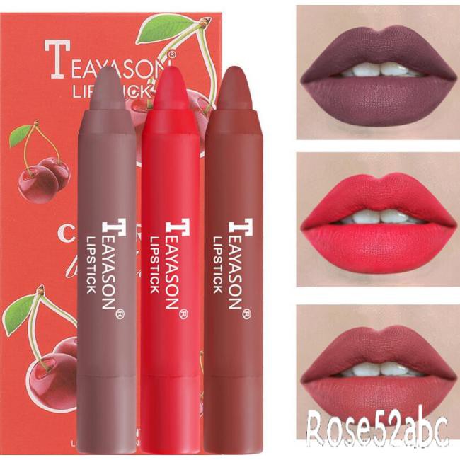 (hàng Mới Về) Set 3 Son Môi Bút Chì Màu Lì Mượt Mà Lâu Trôi Không Thấm Nước | BigBuy360 - bigbuy360.vn