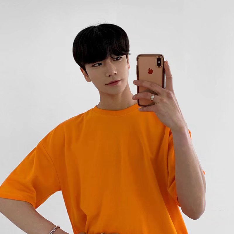 Áo Thun Tay Ngắn Màu Trơn Dáng Rộng Phong Cách Thời Trang Hàn Quốc Cho Nam Giới