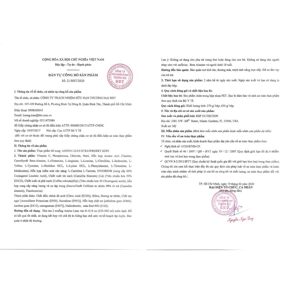 RSP Nutrition AMINO LEAN 70 LẦN DÙNG - CHÍNH HÃNG CÔNG TY BBT - BCAA - EAA