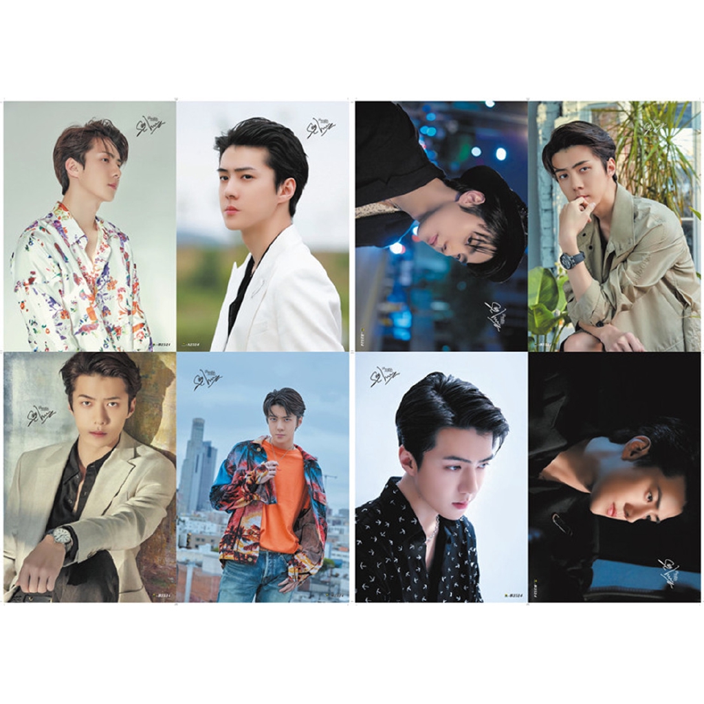 Set 8 Tấm Poster Chạm Nổi Hình Ca Sĩ Oh Sehun Nhóm Oh