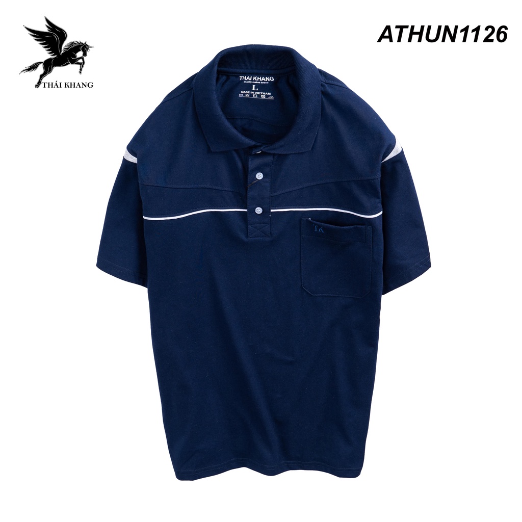 Áo thun nam trung niên Thái Khang loại áo polo cho bố vải cotton tự dệt form classic ATHUN32