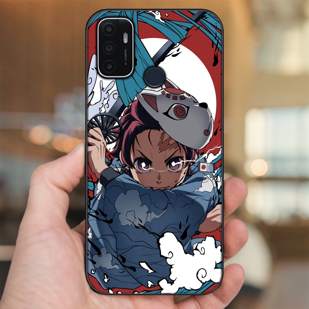 Ốp lưng Oppo A53 viền đen in hình Tanjiro Kimetsu No Yaiba