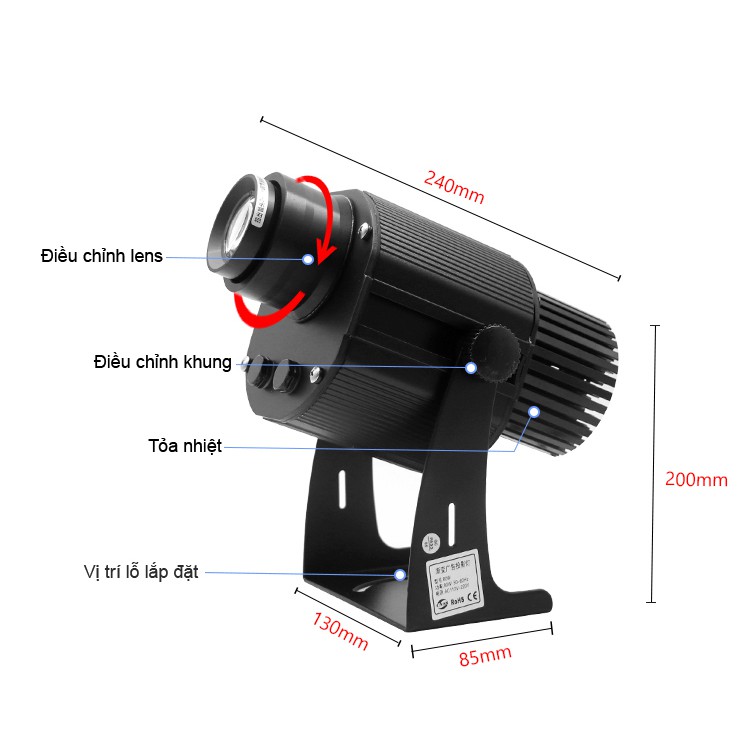 Đèn chiếu Logo xuống đường 80W