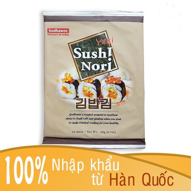 TẢO BIỂN - RONG BIỂN CUỘN CƠM YAKI SUSHI NORI GODBAWEE 20G GÓI