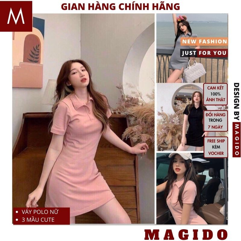 Đầm dáng suông polo chất cotton 4 chiều năng động💚Váy polo ngắn tay ,phong cách hàn quốc váy ôm cổ đức MAGIDO (ẢNH THẬT)