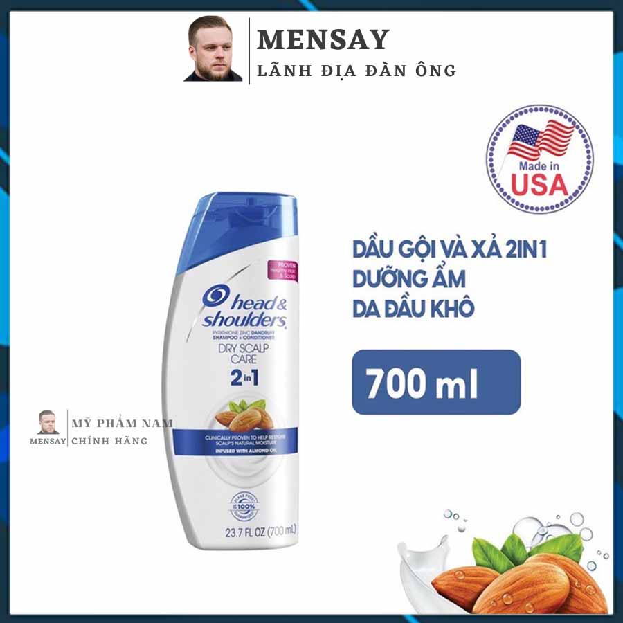 Dầu gội xả 2in1 Head&Shoulders sạch gầu, suôn mượt - nhập khẩu Mỹ có tem phụ tiếng Việt