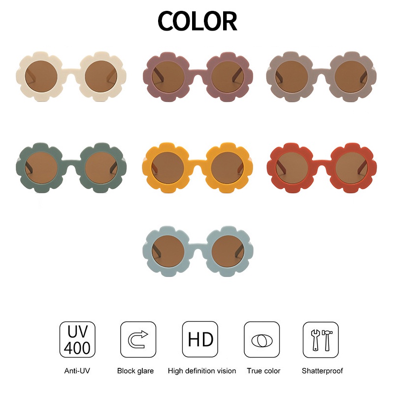 (KIQI-FASHION) COD Kính Mát Chống Tia UV400 Hình Hoa Hướng Dương Thời Trang Cho Bé Gái