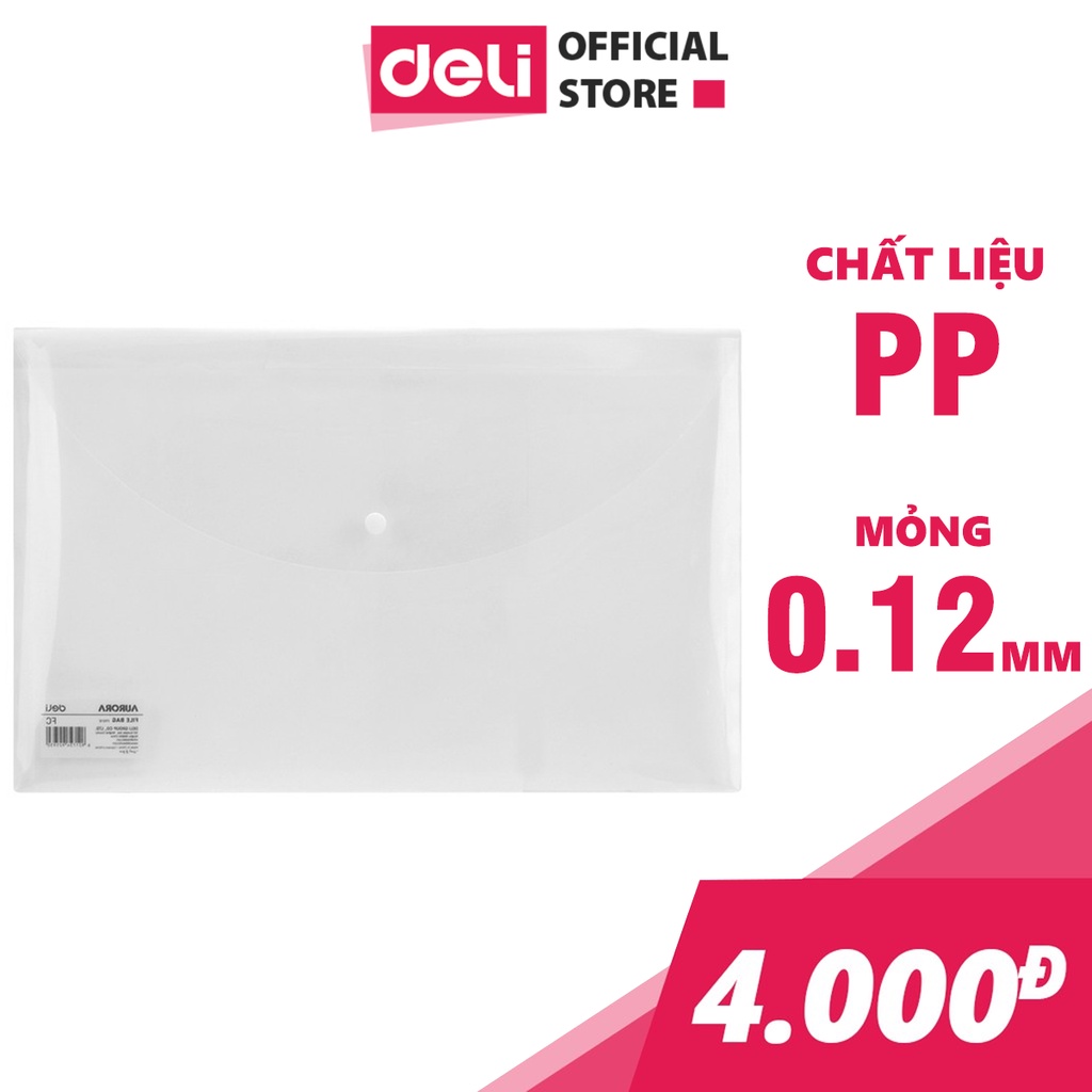 Túi cúc trong suốt đựng tài liệu Deli - có khuy clear bag khổ A4 - 1 chiếc - EF11312