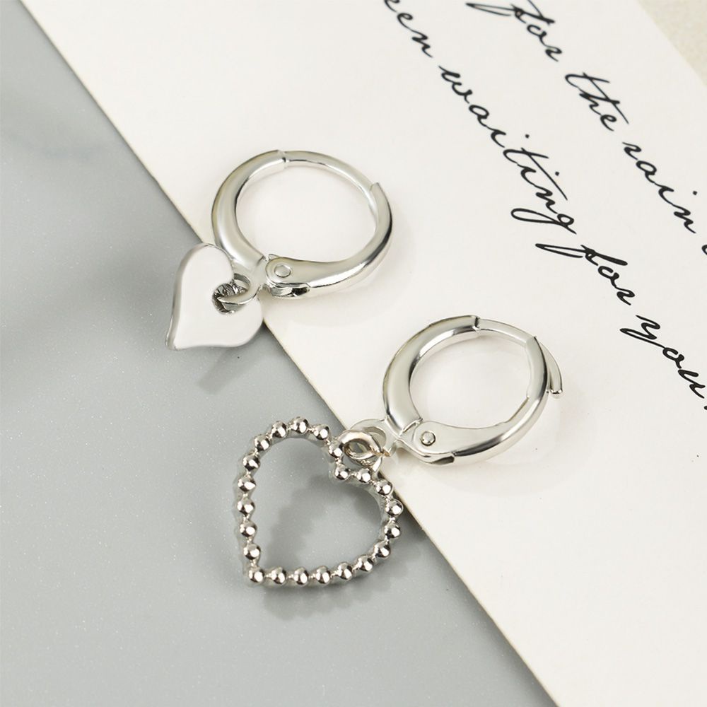 Bông tai hình trái tim bất đối xứng thiết kế thời trang cho nữ