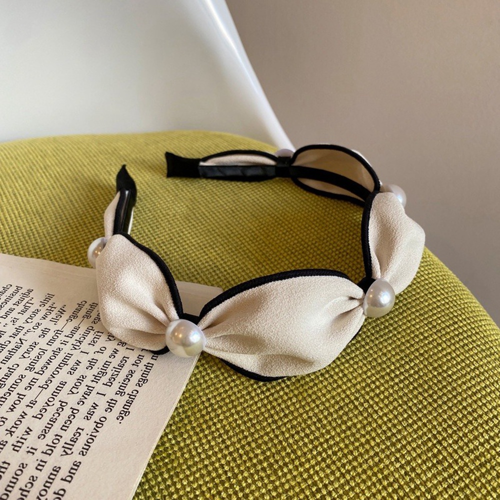 Băng Đô Cài Tóc Bản Rộng Đính Ngọc Trai Đơn Giản Phong Cách Retro Pháp Thời Trang Cho Nữ