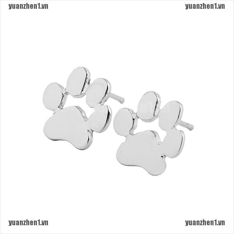 1 Đôi Bông Tai Hình Dấu Chân Chó Mèo Dễ Thương