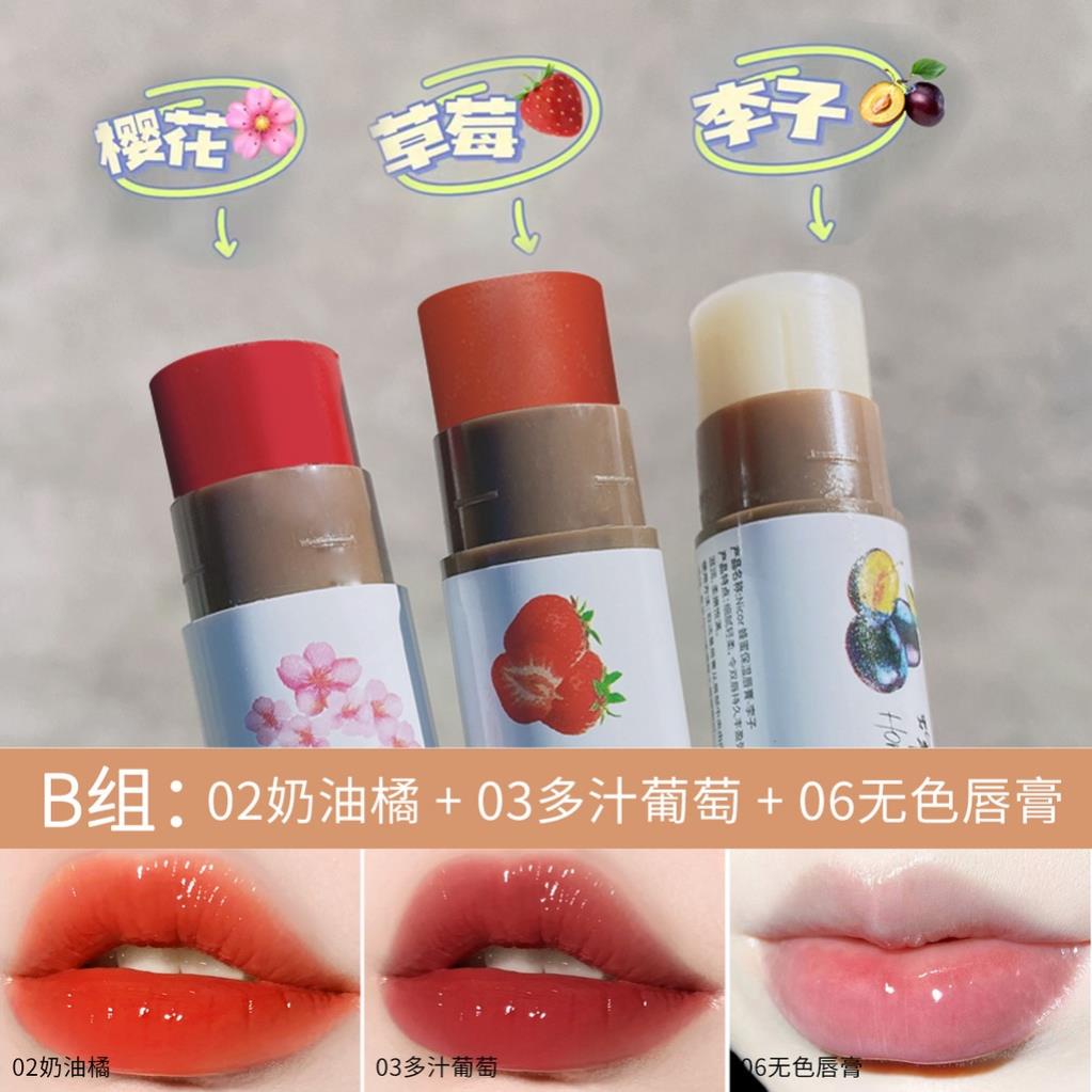 Son Dưỡng Môi 👄𝑭𝒓𝒆𝒆𝒔𝒉𝒊𝒑👄 Set 3 Son Dưỡng Vị Trái Cây NICOR NY8842