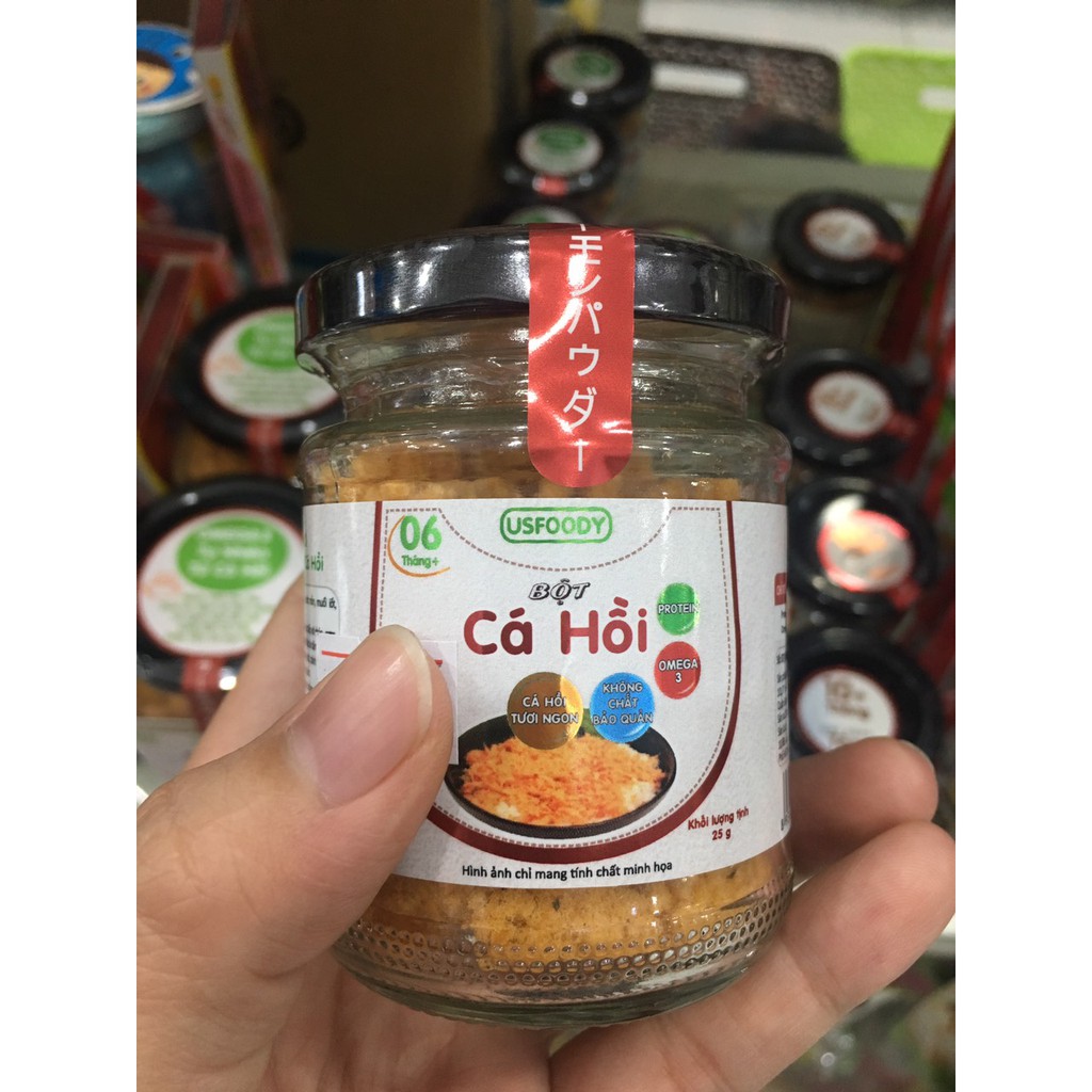 Bột Cá Hồi, Cá Lóc, Tôm cao cấp US FOOD hũ 80g cho trẻ ăn dặm 6m+