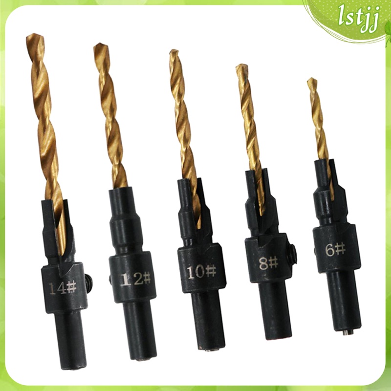 5Pcs Countersink Drill Bit Set with Hex Shank Sets Carpentry Tools