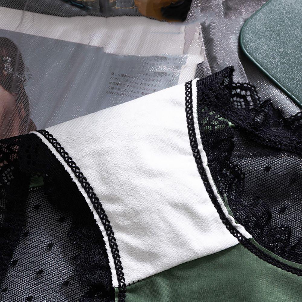 SOMEDAYZL Quần Lót Lưng Vừa Vải Lụa Lạnh Phối Lưới Đính Nơ Quyến Rũ Cho Nữ
