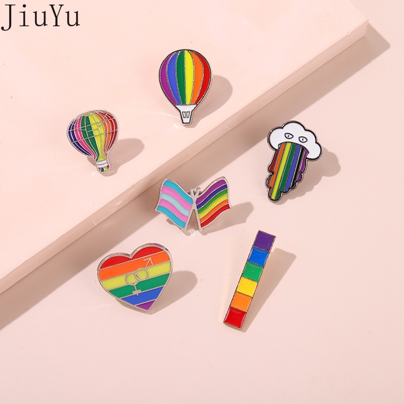 Huy Hiệu Cài Áo Tráng Men Họa Tiết Hoạt Hình Cầu Vồng/Khủng Long/Cầu Vồng LGBT