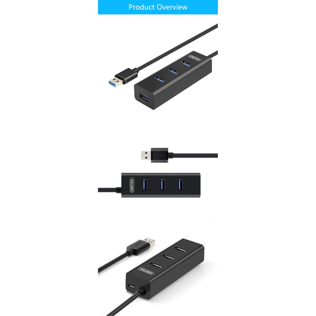 Bộ chia 4 cổng USB 3.0 Tốc độ cao Chính Hãng Unitek Y-3089