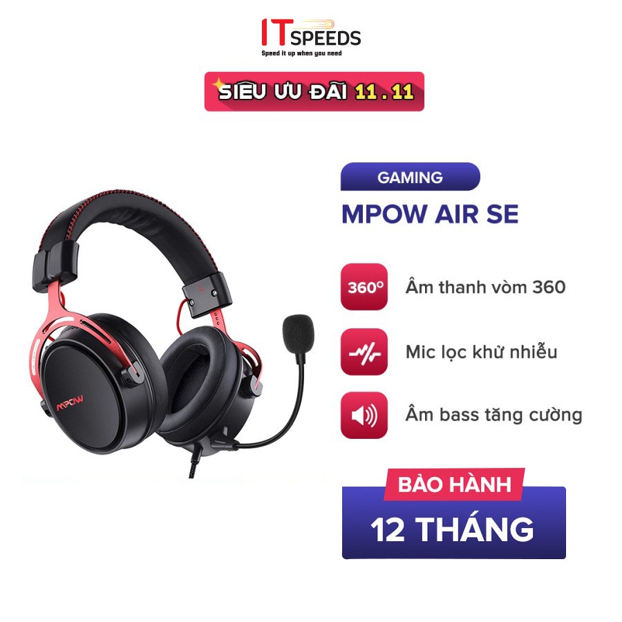 Tai Nghe Gaming MPOW Air SE BH439A Mic Khử Ồn,Màng Loa 50mm, Cảm Giác Đeo Êm Ái, Âm Lượng Lớn - Chính Hãng BH 12 Tháng