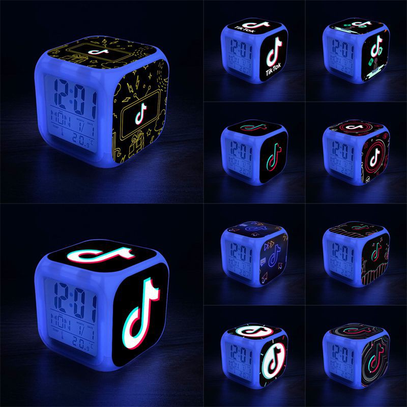 Tik Tok LED Alarm Clock Multi-Function 7 Color Change Digital Luminous Kids Gift