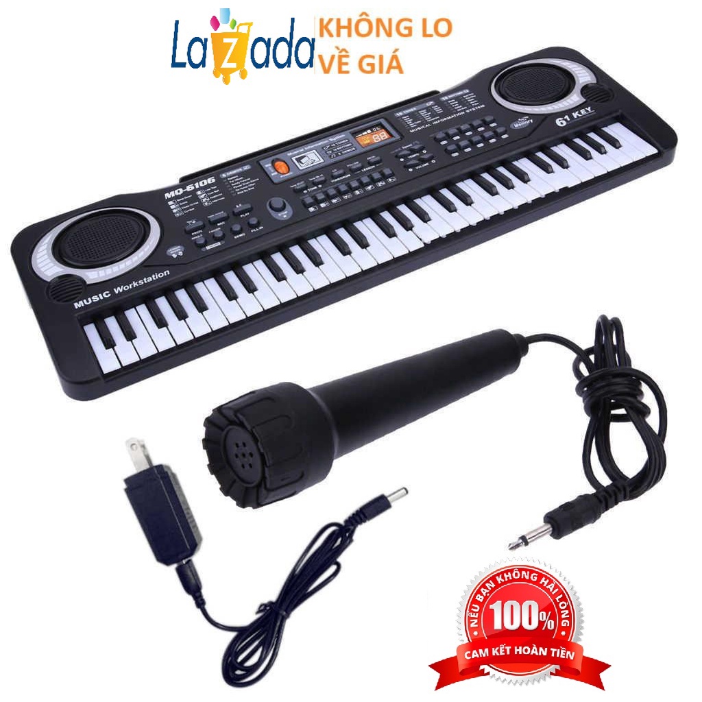 Đàn Piano Electronic Keyboard 61 Phím Kèm Mic Cho Bé