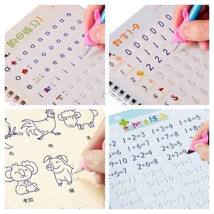 Bộ 3 Vở tập viết, Sét 3 Sách Tô Màu Tự Xóa Thông Minh Kèm Bút Tiện Lợi