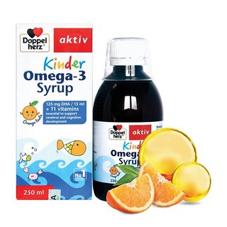 Omega 3 Cho Bé Doppelherz Kinder Omega 3 Syrup - Giúp Phát Triển Trí Não & Tăng Cường Thị Lực Cho Trẻ (Chai 250ml)
