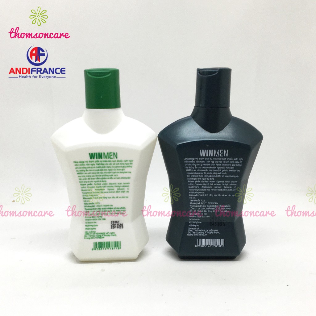 Dung dịch vệ sinh nam Winmen - vệ sinh vùng kín hương bạc hà, locarno khử mùi, Gel Win men chai 110ml