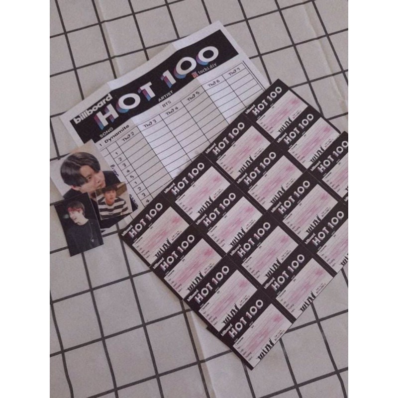 Set 45 sticker nhãn vở BTS NO1 BILLBOARD HOT100 giá 50k có kèm gift