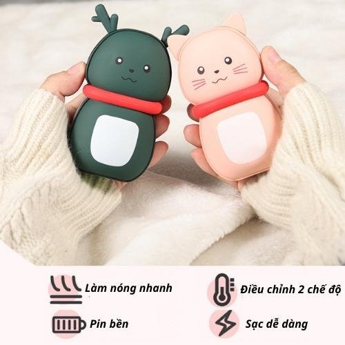 Máy sưởi ấm mini cầm tay thông minh, cao cấp kiêm sạc dự phòng, kiểu dáng nhỏ gọn đáng yêu cute dễ thương. BH 12 tháng