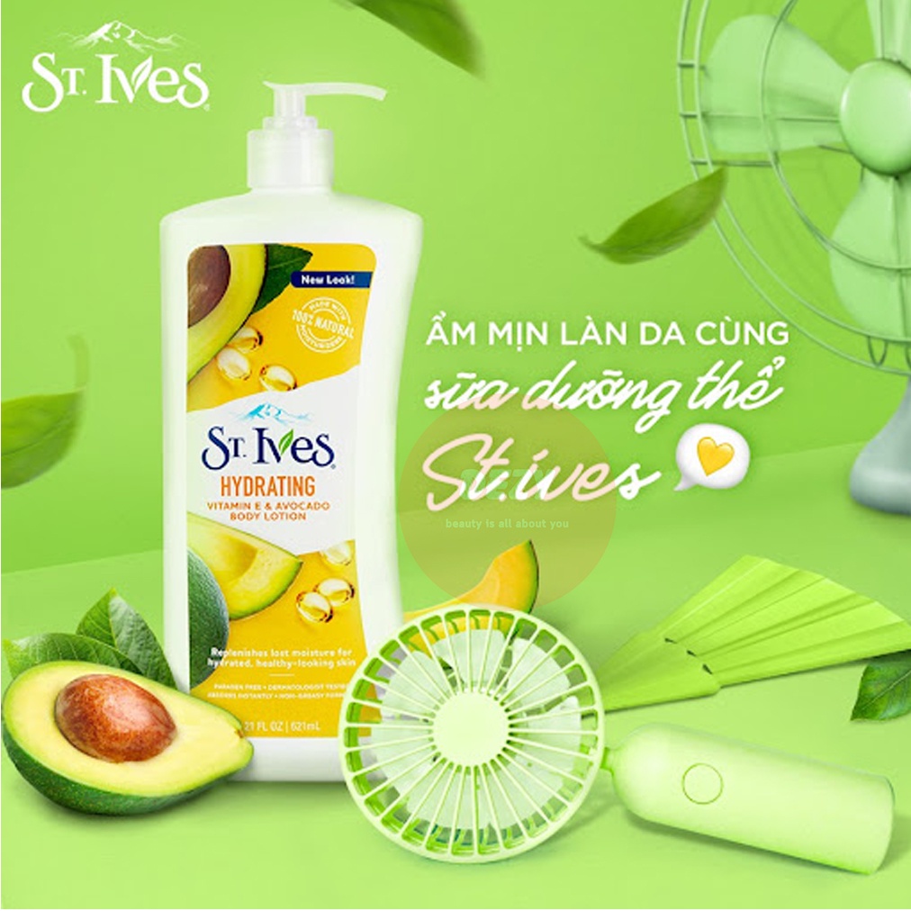 Sữa Dưỡng Thể St ives 621ml Chính Hãng - Body Lotion Yến Mạch Và Bơ Vitamin A E Dưỡng Ẩm Collagen Trắng Da St.ives Dezy