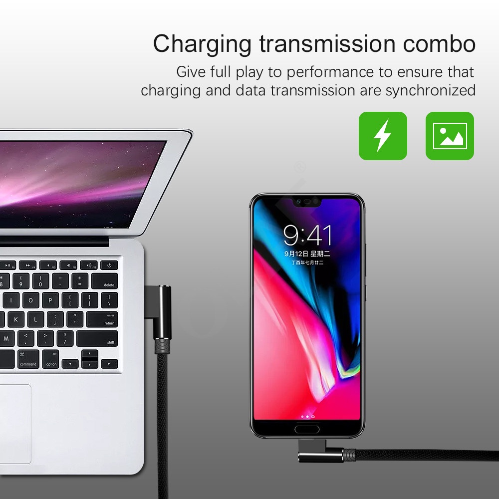 Cáp sạc nhanh USB góc 90 độ 2.4A cho điện thoại thông minh Samsung S7 Xiaomi Android