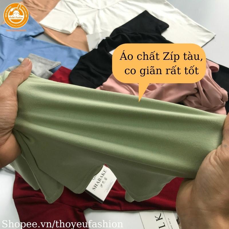 Áo kiểu cổ tròn tay lỡ dáng ôm, Áo thun kiểu cổ tròn cộc tay tôn dáng 2210 - Thoyeufashion