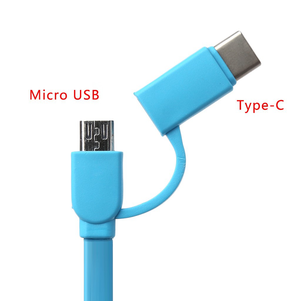 Dây cáp dữ liệu Micro USB + Type C 2 trong 1 rút gọn tiện dụng dành cho điện thoại