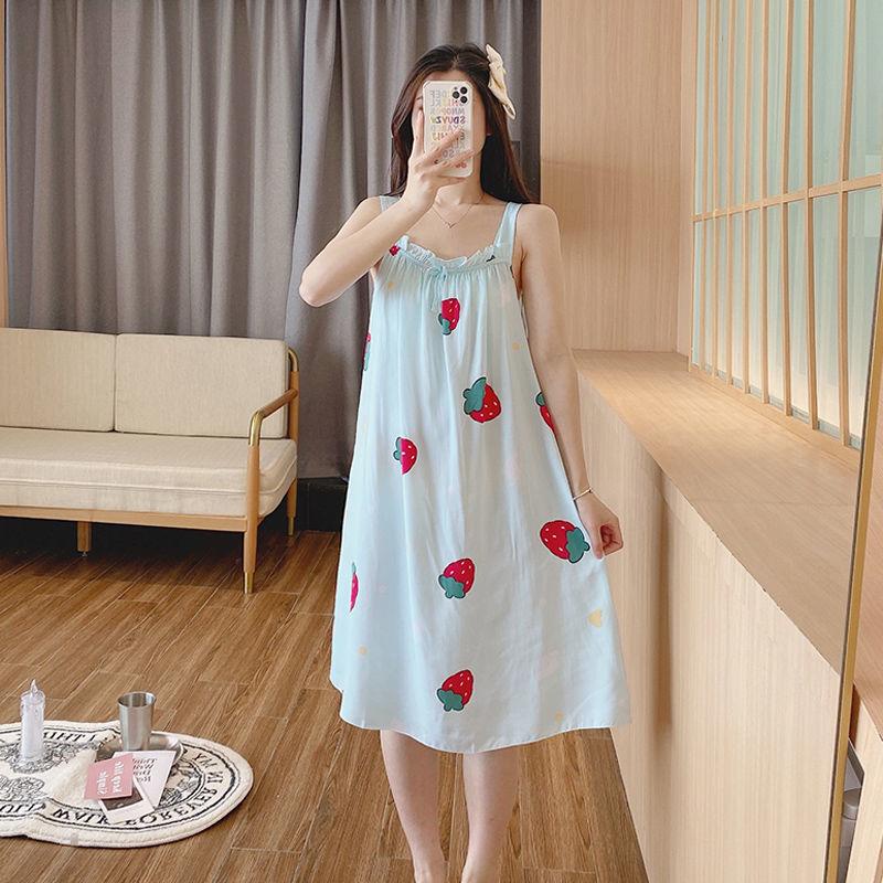 Đồ ngủ Hai Dây Chất cotton In Họa Tiết Dễ Thương Cỡ Lớn Thời Trang Mùa Hè Cho Nữ