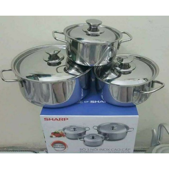Bộ 3 nồi inox không gỉ cao cấp