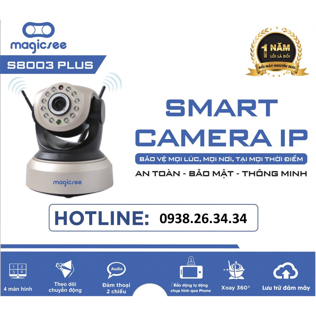 Camera giám sát Magicsee S8003 Plus Full HD, Tặng thẻ nhớ Samsung 32GB, Xoay 360 độ, hình ảnh siêu nét | BigBuy360 - bigbuy360.vn