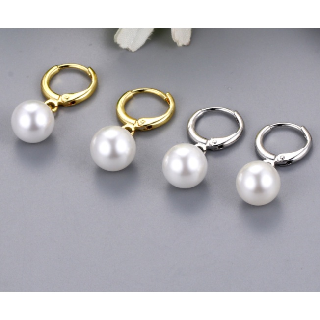 Bông Tai Ngọc Trai Bạc 925 Đính Hạt 8ly Khoen Tròn Hoa Tai Đẹp, Thời Trang Cho Nàng - Ngọc Trai Trường Thịnh