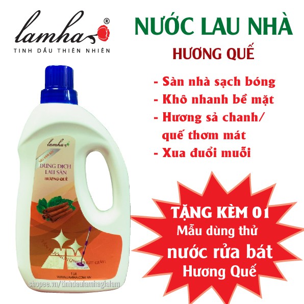 Nước lau sàn sả chanh, quế Lam Hà 1 lít