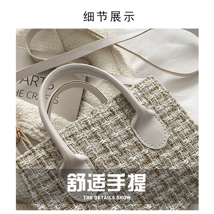 Túi xách JASMIN NOIR vải len dáng vuông thiết kế đơn giản cho nữ