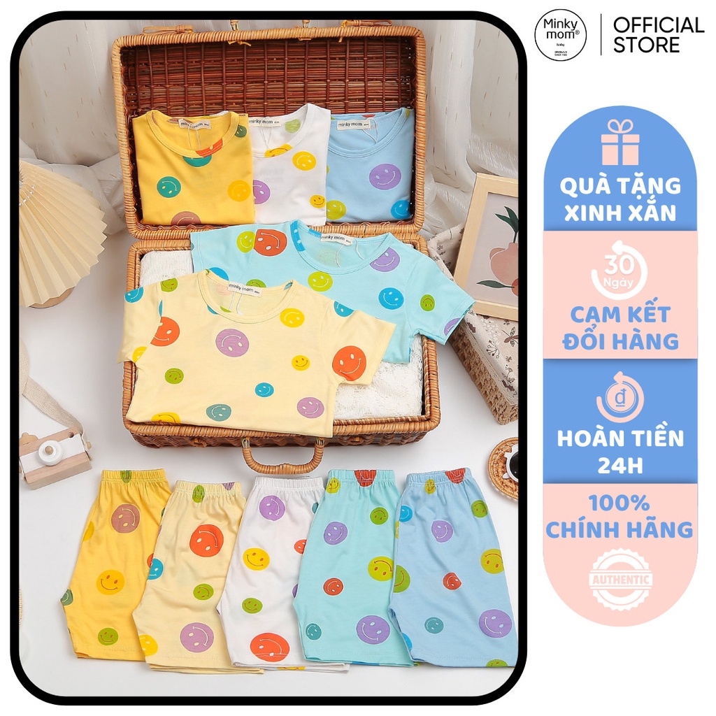 [SALE] Bộ Cộc Tay Cho Bé Trai, Bé Gái Minky Mom Vải Thun Lạnh Hoạ Tiết Mặt Cười, Đồ Bộ Cho Bé Mặc Nhà MKM2213
