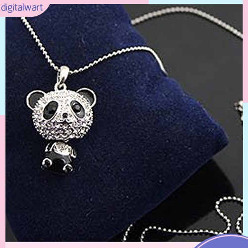 Dây chuyền dài phối mặt hình gấu trúc đính đá xinh xắn