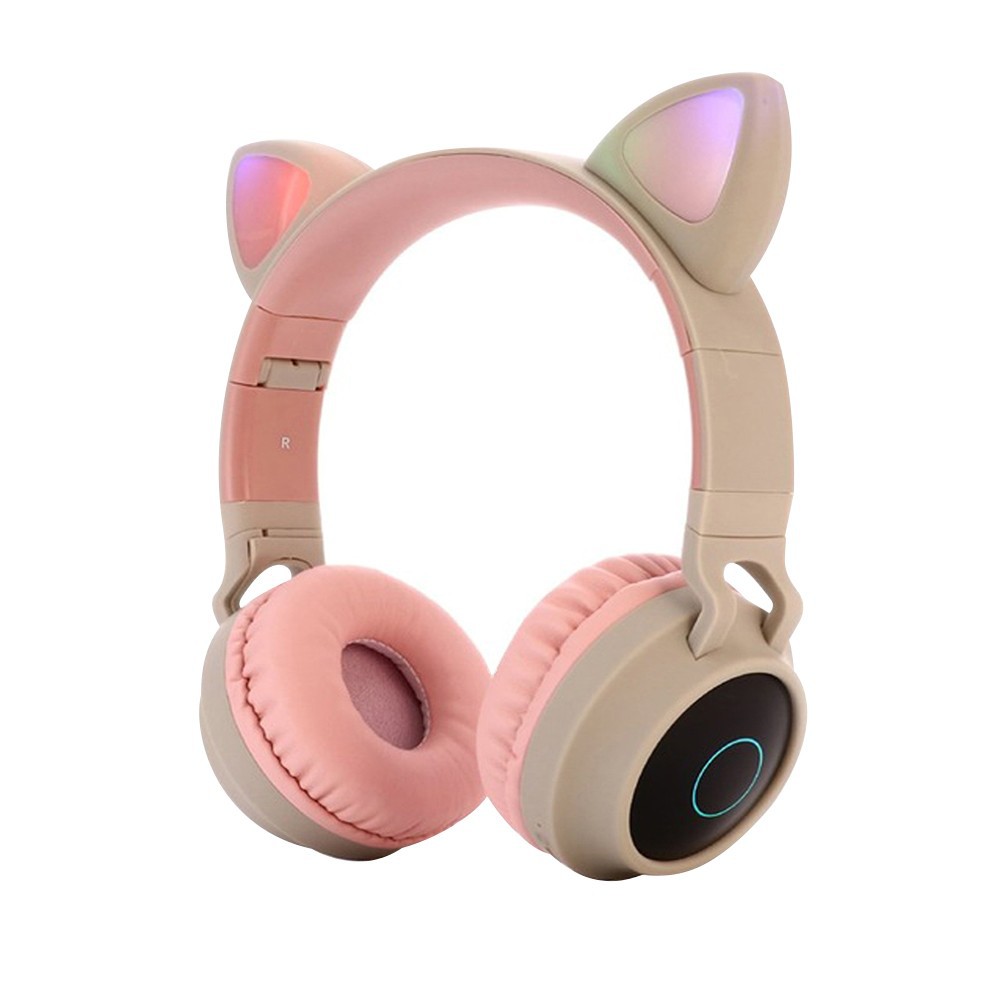 Exclusive® LED Cat Ear Wireless Headset RGB 3-Color Lights Noise Cancelling BT 5.0 Foldable Earphone TF Card/Radio 3.5mm Plug