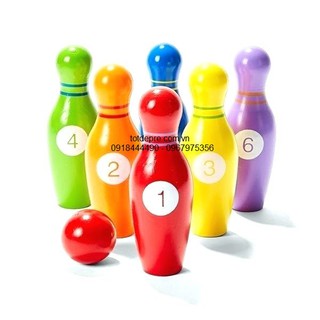 Bộ đồ chơi Bowling gỗ số sắc màu
