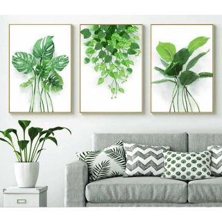 Bộ 3 tranh lá nhiệt đới 30x42_40x60 kèm khung