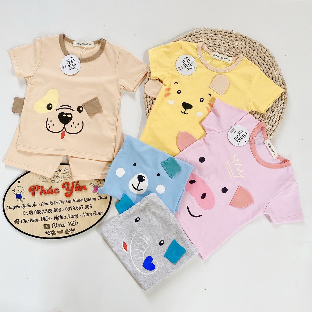 Bộ Cộc Cotton 100 % Hàng Minky Mom Họa Tiết Động Vật Có Tai Heo Hồng Cho Bé (8-18kg) (SP001424)