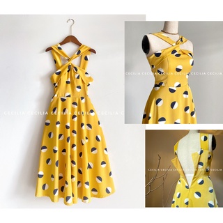 Váy xoắn cổ KAYLA Dress by CECILIA họa tiết chấm bi vàng