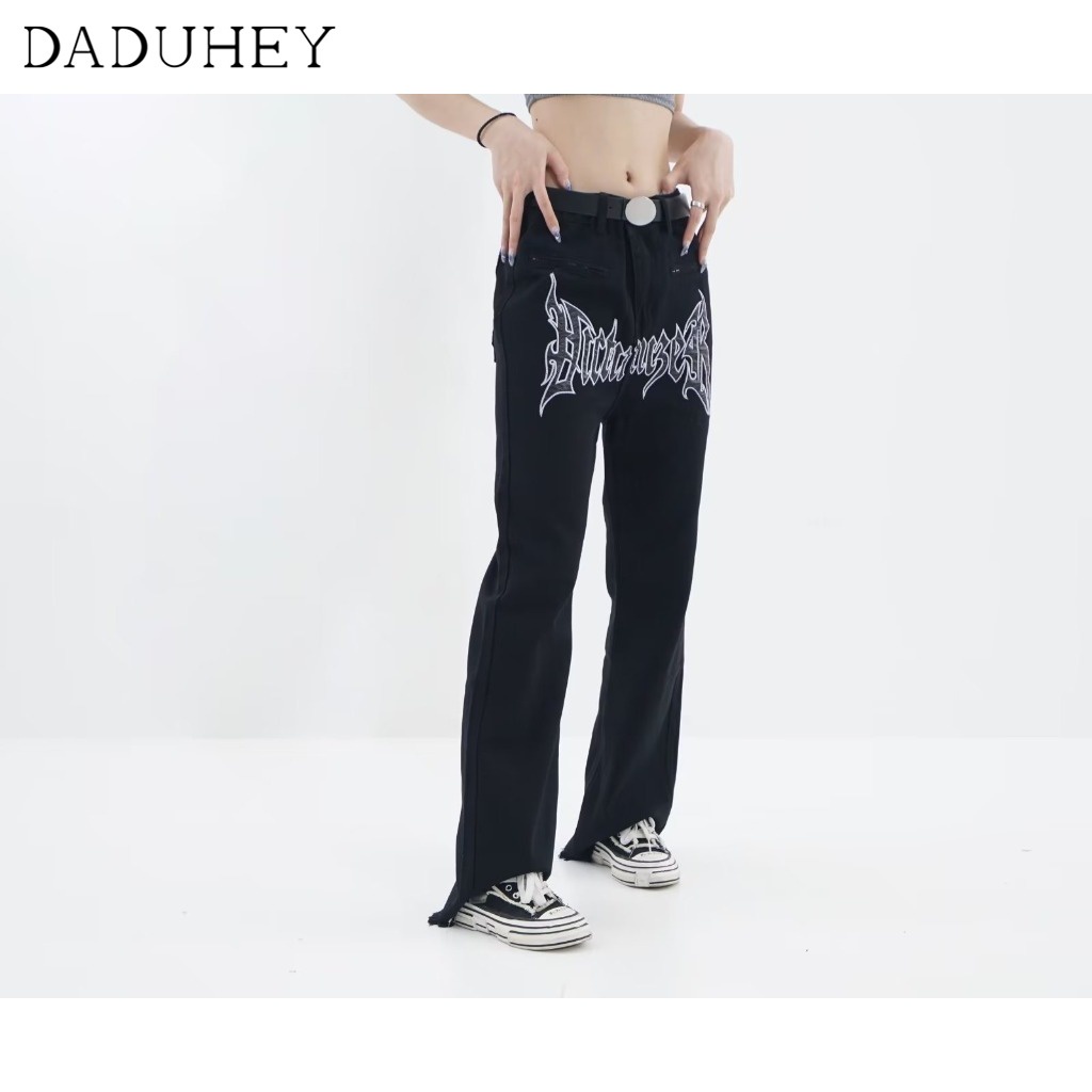 DaDuHey American Fashion Brand Vintage Embroidered Jeans Men's High Street Ins Fried Street Straight Hip Hop Loose Pants