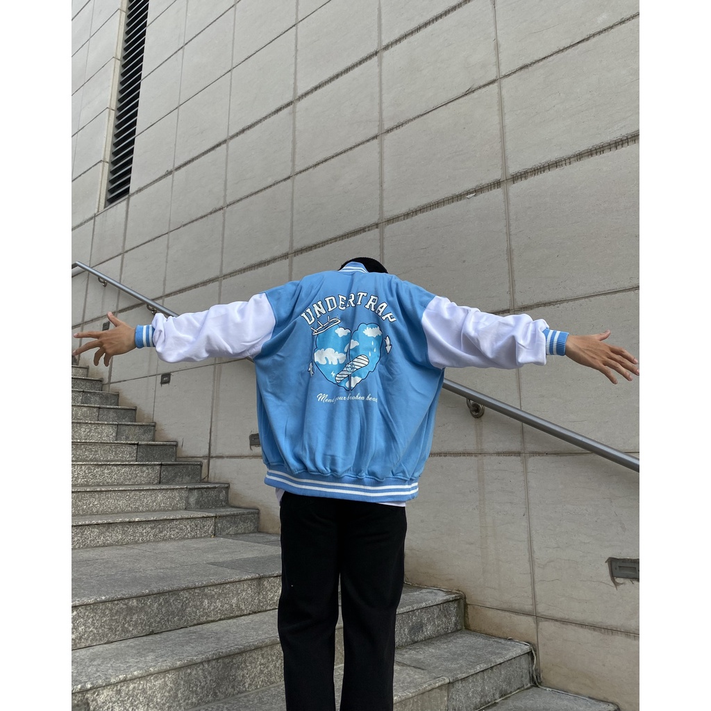 Áo khoác bomber jacket nam nữ hình in undertrap khoác varsity undertrap chất nỉ cotton cao cấp kun shop