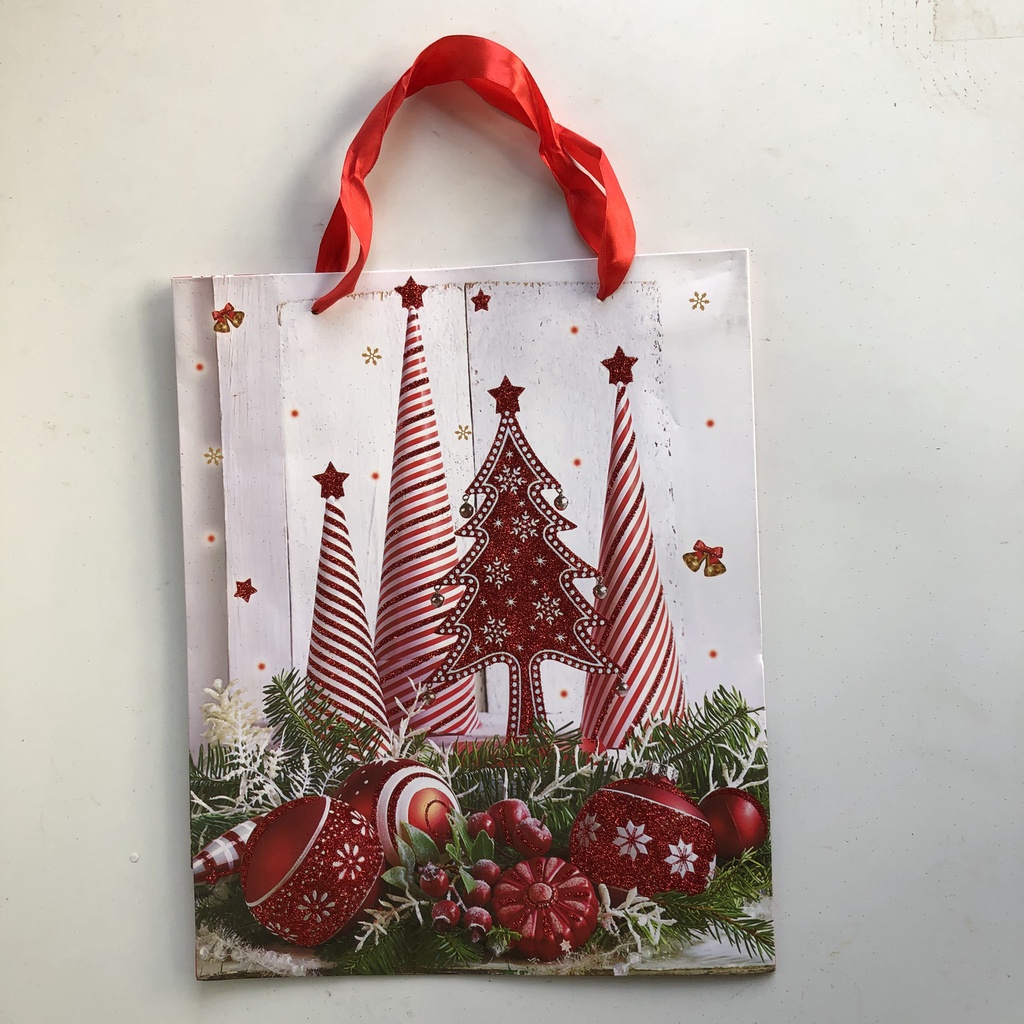 Túi giấy cao cấp đựng quà Noel phủ nhũ lấp lánh 32cm x 26cm x 10cm trang trí Giáng sinh và làm quà tặng M2